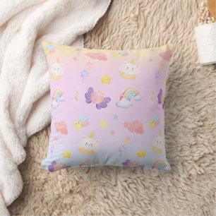 Cute pink sweet cupcake unicorn rainbow Pattern Kussen