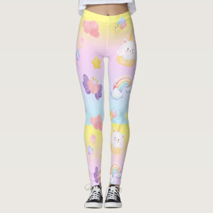 Cute pink sweet cupcake unicorn rainbow Pattern Leggings