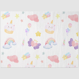 Cute pink sweet cupcake unicorn rainbow Pattern Tissuepapier