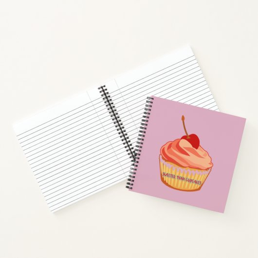 Cute Pink Sweeter dan Cupcakes Square Notitieboek (Binnen)