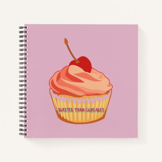 Cute Pink Sweeter dan Cupcakes Square Notitieboek (Voorkant)