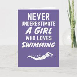 Cute Pink Swimmer Cards For Baby Girls Kids Swim Kaart