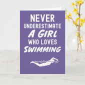 Cute Pink Swimmer Cards For Baby Girls Kids Swim Kaart (Gele Bloem)