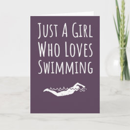 Cute Pink Swimming Cards For Baby Girl Kid Swimmer Kaart