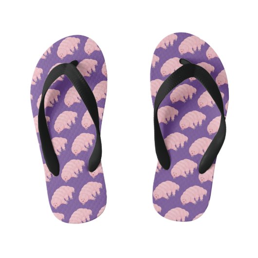 Cute pink tardigrade water bear cartoon kinder teenslippers (Voetbed)