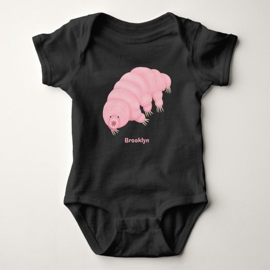 Cute pink tardigrade water bear cartoon romper (Voorkant)