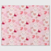 Cute Pink Teddy Bear Ballon Harten Valentijnsdag Cadeaupapier (Vlak)