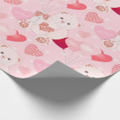 Cute Pink Teddy Bear Ballon Harten Valentijnsdag Cadeaupapier (Hoek)