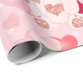 Cute Pink Teddy Bear Ballon Harten Valentijnsdag Cadeaupapier (Rol Hoek)