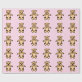 Cute Pink Teddy Bear Girl Pattern Cadeaupapier (Vlak)