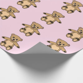 Cute Pink Teddy Bear Girl Pattern Cadeaupapier