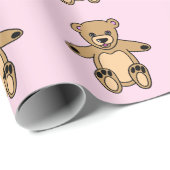 Cute Pink Teddy Bear Girl Pattern Cadeaupapier (Rol Hoek)