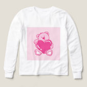 Cute Pink Teddy Bear Heart Kids Long Sleeve Shirt (Voorkant)