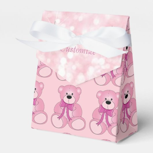 Cute Pink Teddy Bear Pattern Favor Box Bedankdoosjes (Voorkant Zijde)