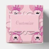 Cute Pink Teddy Bear Pattern Heart Favor Box Bedankdoosjes (Bovenkant)