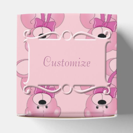 Cute Pink Teddy Bear Pattern Heart Favor Box Bedankdoosjes (Bovenkant)