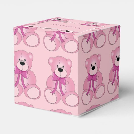 Cute Pink Teddy Bear Pattern Heart Favor Box Bedankdoosjes (Achterkant)