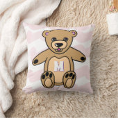 Cute Pink Teddy Bear Pattern Monogram Kussen (Deken)
