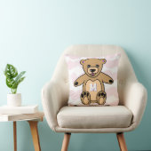 Cute Pink Teddy Bear Pattern Monogram Kussen (Stoel)