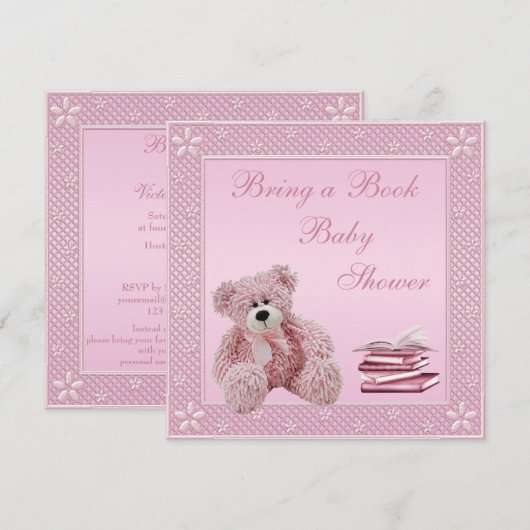 Cute Pink Teddy brengt een Baby shower uit het boe Kaart (Voorkant / Achterkant)