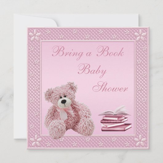 Cute Pink Teddy brengt een Baby shower uit het boe Kaart (Voorkant)