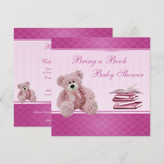 Cute Pink Teddy Elegant Breng een Baby shower uit  Kaart (Voorkant / Achterkant)