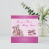 Cute Pink Teddy Elegant Breng een Baby shower uit  Kaart (Staand voorkant)