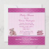 Cute Pink Teddy Elegant Breng een Baby shower uit  Kaart (Achterkant)