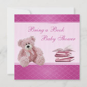 Cute Pink Teddy Elegant Breng een Baby shower uit  Kaart (Voorkant)