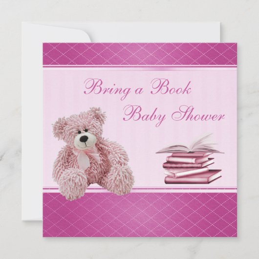 Cute Pink Teddy Elegant Breng een Baby shower uit  Kaart (Voorkant)