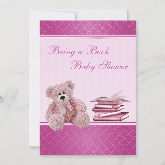 Cute Pink Teddy Elegant Breng een Baby shower uit  Kaart (Voorkant)