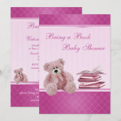 Cute Pink Teddy Elegant Breng een Baby shower uit  Kaart (Voorkant / Achterkant)