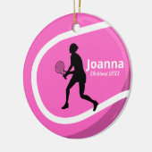 Cute Pink Tennis Ball & Girl Player Coach Sporty Keramisch Ornament (Links)