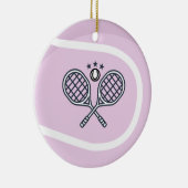Cute Pink Tennis Ball & Rackets Schattig Girly Keramisch Ornament (Rechts)