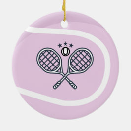 Cute Pink Tennis Ball & Rackets Schattig Girly Keramisch Ornament
