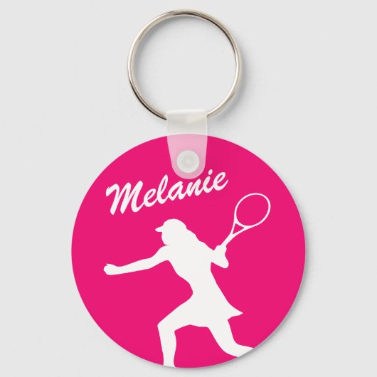 Cute pink tennis silhouette sleutelhanger voor mei (Voorkant)