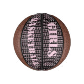 Cute Pink Text Mini Girls Basketball Basketbal (Verticaal)