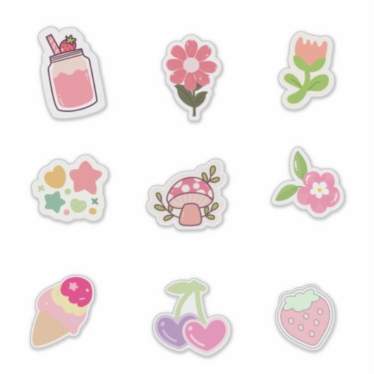 Cute Pink-Themed Stickers for Spring & Summer Vibe (Voorkant)