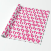 Cute pink tiled baby feet pattern cadeaupapier (Uitgerold)