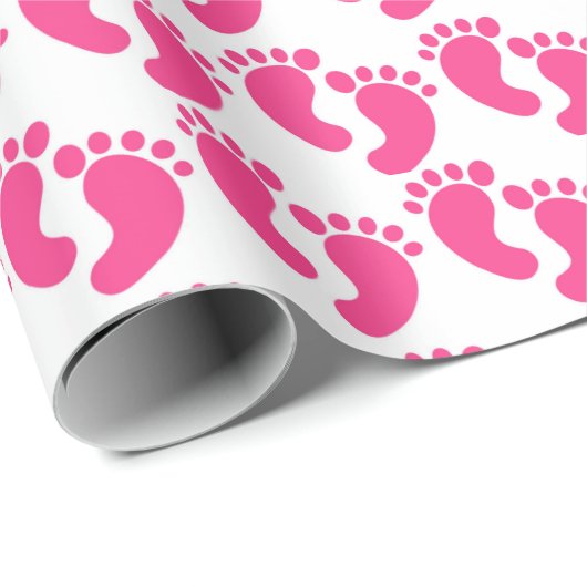 Cute pink tiled baby feet pattern cadeaupapier (Rol Hoek)