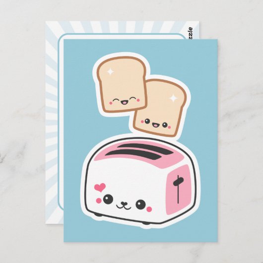 Cute Pink Toaster Briefkaart (Voorkant / Achterkant)