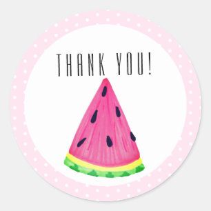 Cute Pink Tropical Watermelon Bedankt Ronde Sticker