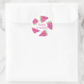 Cute Pink Tropical Watermelon Bedankt Ronde Sticker (Tas)