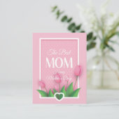 Cute Pink Tulip en White Hearts Moederdag Feestdagenkaart (Staand voorkant)