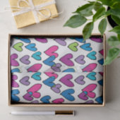 Cute Pink Turquoise Paars Green Hearts Pattern Tissuepapier (Geschenk)