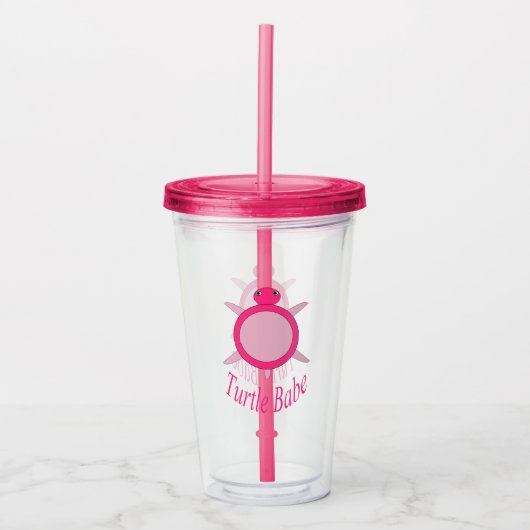 Cute Pink Turtle Babe Acryl Drinkbeker (Voorkant)