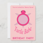 Cute Pink Turtle Babe Birthday Kaart (Voorkant)