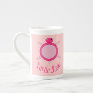 Cute Pink Turtle Babe Bone China Mok