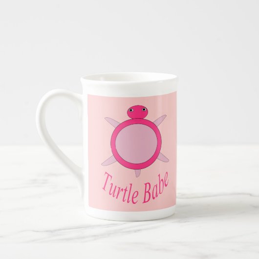 Cute Pink Turtle Babe Bone China Mok (Links)