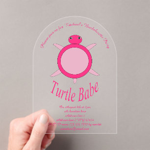 Cute Pink Turtle Babe Custom Bachelorette Party Acryl Uitnodigingen